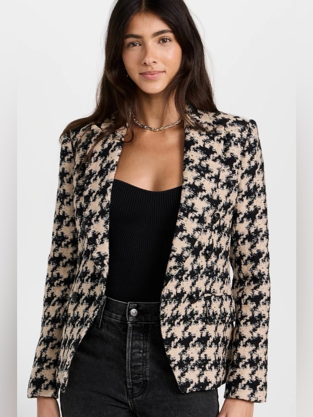 L'Agence Kenzie Houndstooth Tweed Blazer NWT